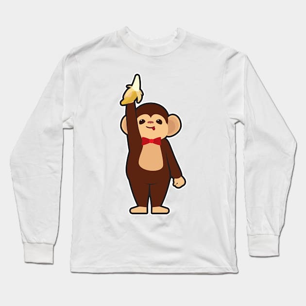 Monkey with Banana Long Sleeve T-Shirt by Markus Schnabel